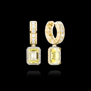 New MJ Jones Jewel Cage Earrings Yellow Quartz
