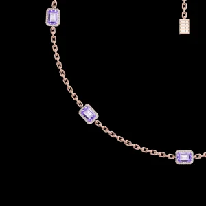 Clearance MJ Jones Jewel Multi Charm Necklace Purple Amethyst